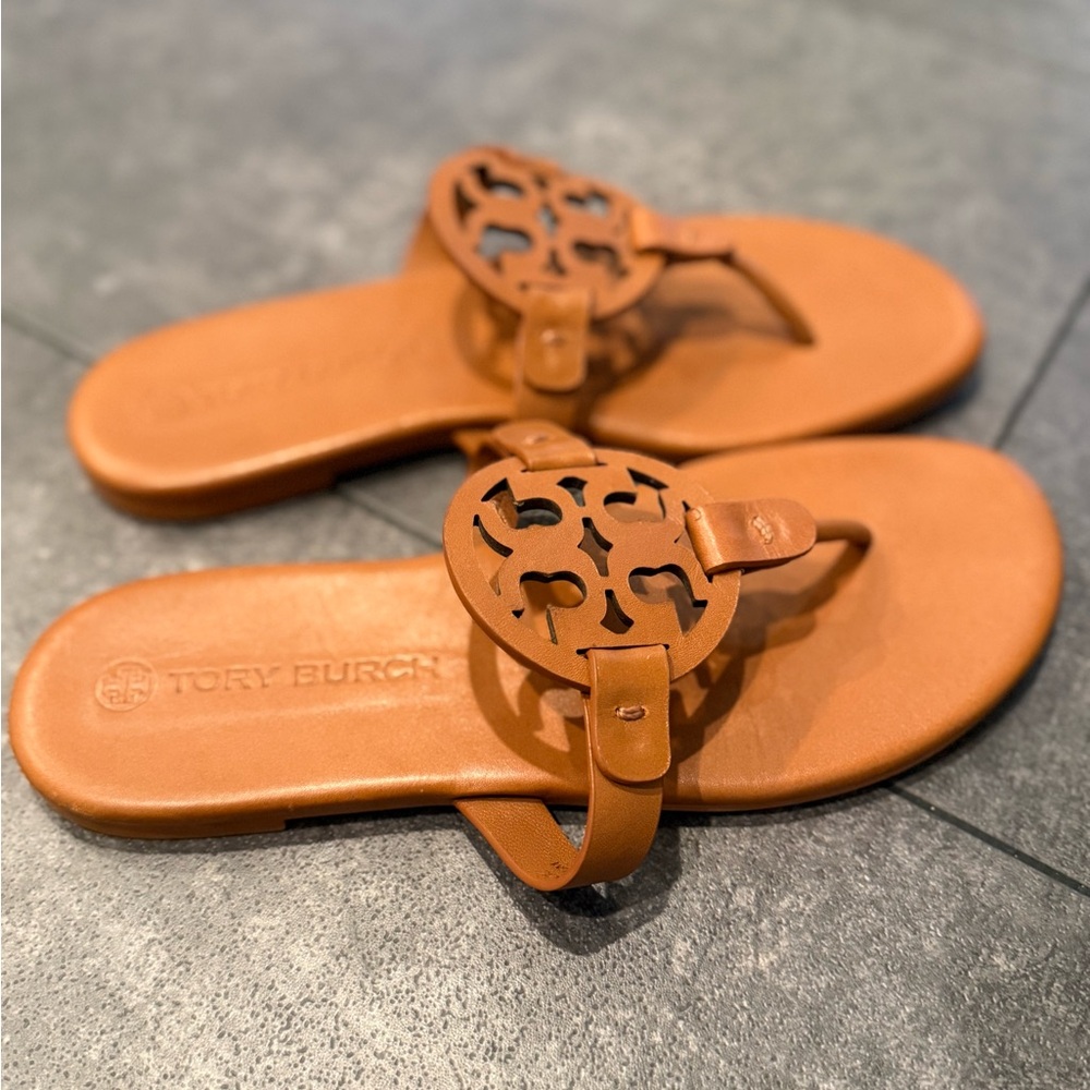 Tory Burch Miller Sandals - Cognac Leather - Size 7.5
